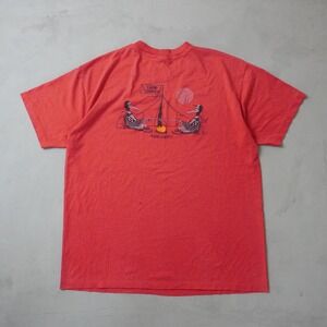 Vintage Hanes Fifty-Fifty T-Shirt XXL Mens 80s Red Camp Looney Door County USA